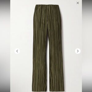 Cult Gaia Stacie Plisse Satin Straight Leg Pants